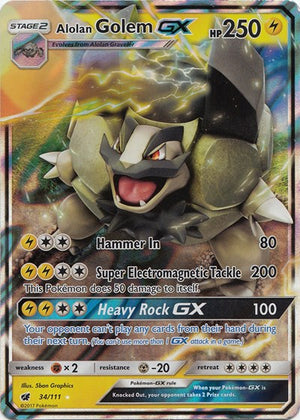 Pokemon TCG - SM - Crimson Invasion - Alolan Golem GX - 34/111 - Holofoil
