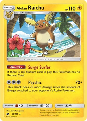 Pokemon TCG - SM - Crimson Invasion - Alolan Raichu - 31/111 - Holofoil