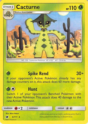Pokemon TCG - SM - Crimson Invasion - Cacturne - 6/111 - Reverse Holofoil