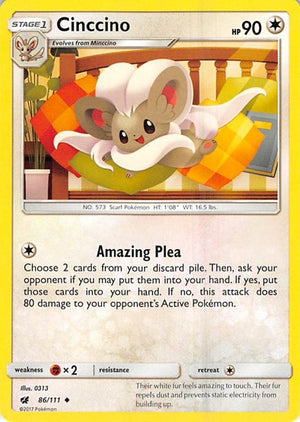 Pokemon TCG - SM - Crimson Invasion - Cinccino - 86/111 - Reverse Holofoil