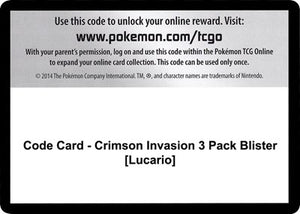 Pokemon TCG - SM - Crimson Invasion - Code Card - Crimson Invasion 3 Pack Blister