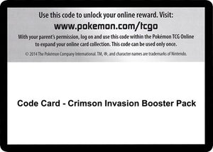 Pokemon TCG - SM - Crimson Invasion - Code Card - Crimson Invasion Booster Pack