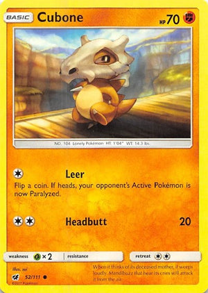 Pokemon TCG - SM - Crimson Invasion - Cubone - 52/111 - Reverse Holofoil