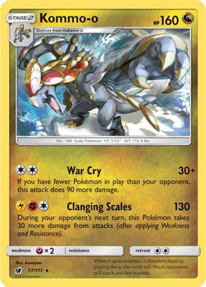 Pokemon TCG - SM - Crimson Invasion - Kommo-o - 77/111 - Reverse Holofoil