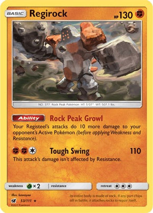 Pokemon TCG - SM - Crimson Invasion - Regirock - 53/111 - Reverse Holofoil