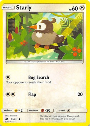 Pokemon TCG - SM - Crimson Invasion - Starly - 81/111 - Reverse Holofoil