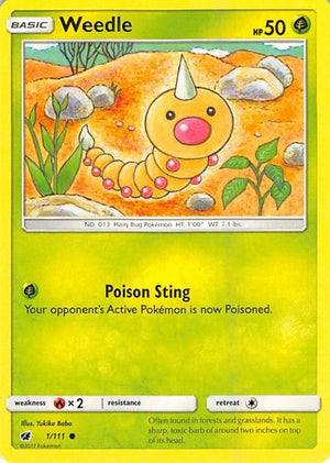 Pokemon TCG - SM - Crimson Invasion - Weedle - 1/111 - Reverse Holofoil
