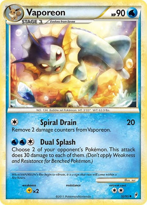 Pokemon TCG - Call of Legends - Vaporeon - 52/95 - Reverse Holofoil