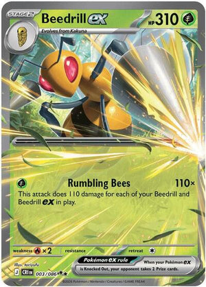 Pokemon TCG - ME04: Chaos Rising - Beedrill ex - 003/086 - Holofoil