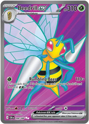 Pokemon TCG - ME04: Chaos Rising - Beedrill ex - 098/086 - Holofoil