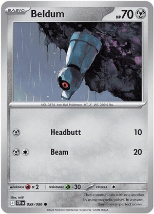 Pokemon TCG - ME04: Chaos Rising - Beldum - 059/086 - Reverse Holofoil