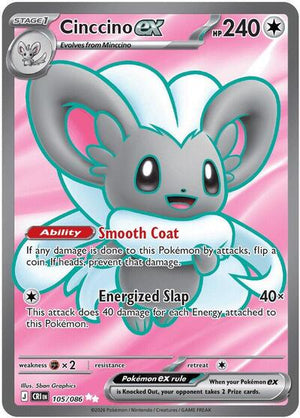 Pokemon TCG - ME04: Chaos Rising - Cinccino ex - 105/086 - Holofoil