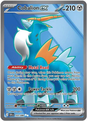 Pokemon TCG - ME04: Chaos Rising - Cobalion ex - 103/086 - Holofoil
