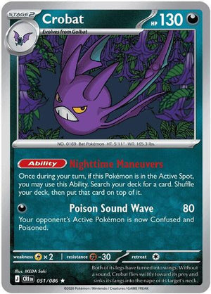 Pokemon TCG - ME04: Chaos Rising - Crobat - 051/086 - Reverse Holofoil