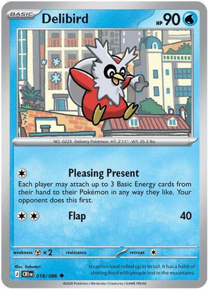 Pokemon TCG - ME04: Chaos Rising - Delibird - 018/086 - Reverse Holofoil