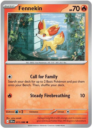 Pokemon TCG - ME04: Chaos Rising - Fennekin - 011/086 - Reverse Holofoil