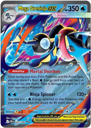 Pokemon TCG - ME04: Chaos Rising - Mega Greninja ex - 022/086 - Holofoil