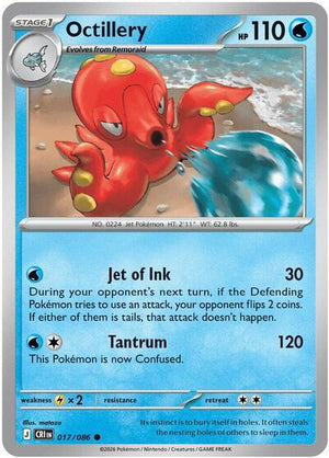 Pokemon TCG - ME04: Chaos Rising - Octillery - 017/086 - Reverse Holofoil