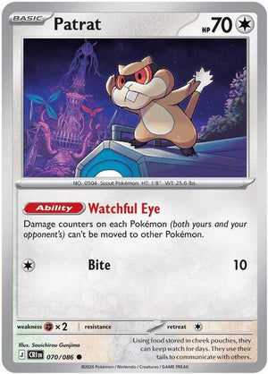 Pokemon TCG - ME04: Chaos Rising - Patrat - 070/086 - Reverse Holofoil