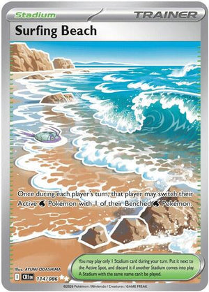 Pokemon TCG - ME04: Chaos Rising - Surfing Beach - 114/086 - Holofoil