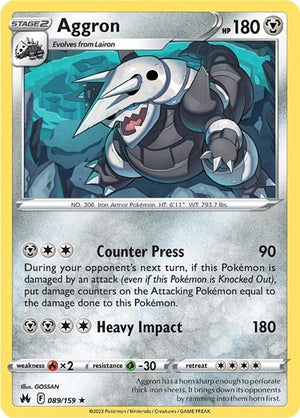 Pokemon TCG - Crown Zenith - Aggron - 089/159 - Holofoil