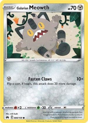 Pokemon TCG - Crown Zenith - Galarian Meowth - 084/159 - Reverse Holofoil
