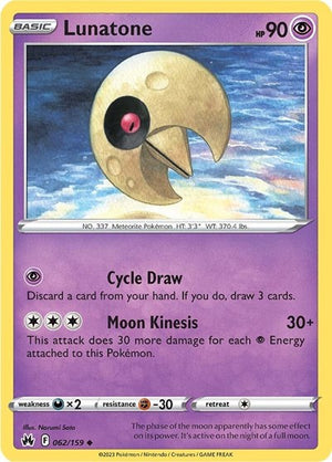 Pokemon TCG - Crown Zenith - Lunatone - 062/159 - Reverse Holofoil