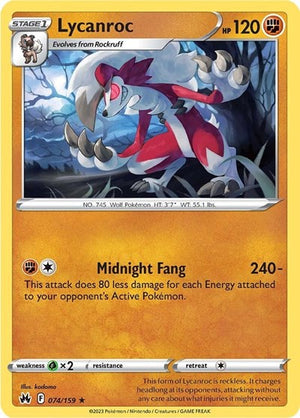 Pokemon TCG - Crown Zenith - Lycanroc - 074/159