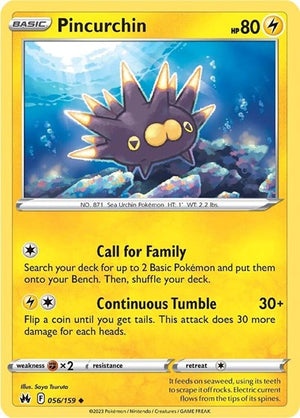 Pokemon TCG - Crown Zenith - Pincurchin - 056/159 - Reverse Holofoil