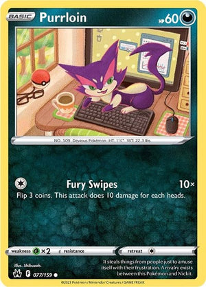 Pokemon TCG - Crown Zenith - Purrloin - 077/159 - Reverse Holofoil