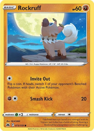 Pokemon TCG - Crown Zenith - Rockruff - 073/159 - Reverse Holofoil