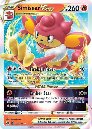 Pokemon TCG - Crown Zenith - Simisear VSTAR - 023/159 - Holofoil