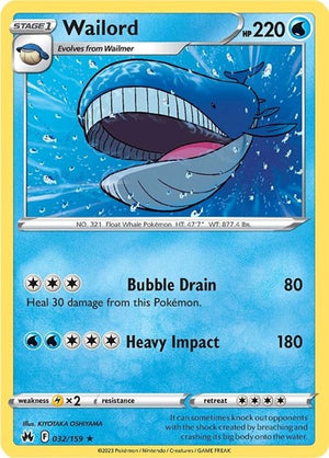 Pokemon TCG - Crown Zenith - Wailord - 032/159 - Reverse Holofoil