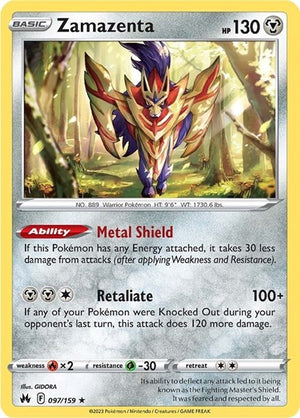 Pokemon TCG - Crown Zenith - Zamazenta - 097/159 - Reverse Holofoil
