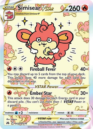 Pokemon TCG - SWSH12.5: Crown Zenith - Galarian Gallery - Simisear VSTAR - GG37/GG70 - Holofoil