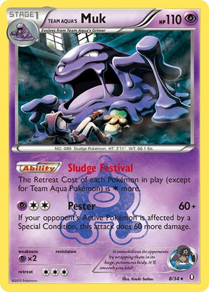 Pokemon TCG - Double Crisis - Team Aqua's Muk - 8/34 - Reverse Holofoil