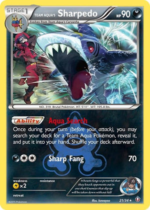 Pokemon TCG - Double Crisis - Team Aqua's Sharpedo - 21/34 - Reverse Holofoil