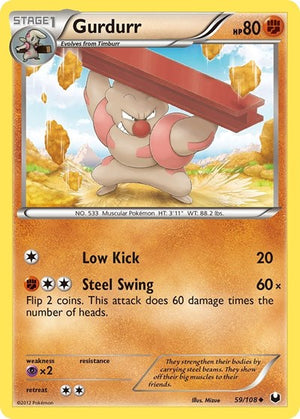Pokemon TCG - Dark Explorers - Gurdurr - 59/108 - Reverse Holofoil