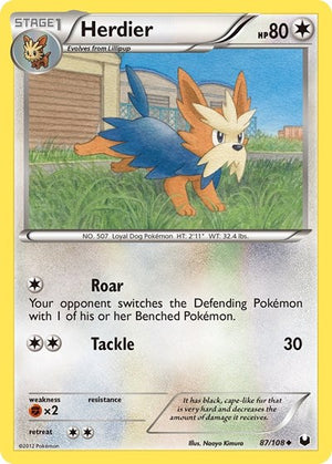 Pokemon TCG - Dark Explorers - Herdier - 87/108 - Reverse Holofoil