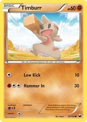 Pokemon TCG - Dark Explorers - Timburr - 58/108