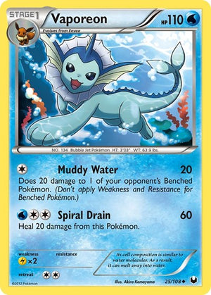Pokemon TCG - Dark Explorers - Vaporeon - 25/108