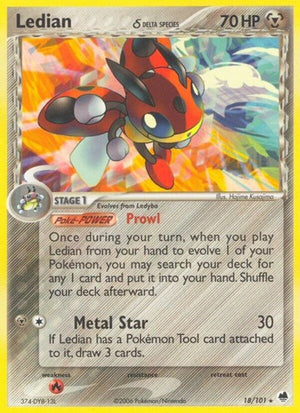 Pokemon TCG - EX Dragon Frontiers - Ledian - 18/101 - Reverse Holofoil
