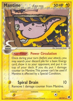 Pokemon TCG - EX Dragon Frontiers - Mantine - 20/101 - Reverse Holofoil
