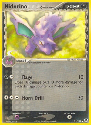 Pokemon TCG - EX Dragon Frontiers - Nidorino - 35/101 - Reverse Holofoil