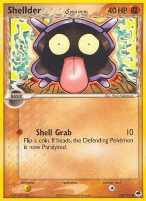 Pokemon TCG - EX Dragon Frontiers - Shellder - 63/101 - Reverse Holofoil