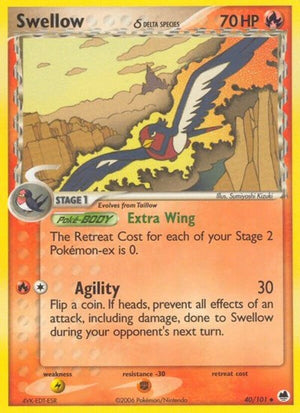 Pokemon TCG - EX Dragon Frontiers - Swellow - 40/101 - Reverse Holofoil