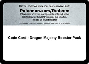 Pokemon TCG - Dragon Majesty - Code Card - Dragon Majesty Booster Pack