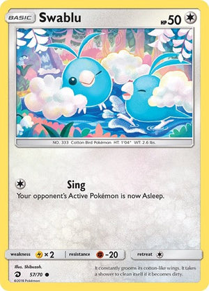 Pokemon TCG - Dragon Majesty - Swablu - 57/70 - Reverse Holofoil