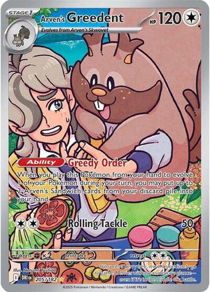 Pokemon TCG - SV10: Destined Rivals - Arven's Greedent - 205/182 - Holofoil