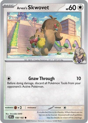 Pokemon TCG - SV10: Destined Rivals - Arven's Skwovet - 158/182 - Reverse Holofoil